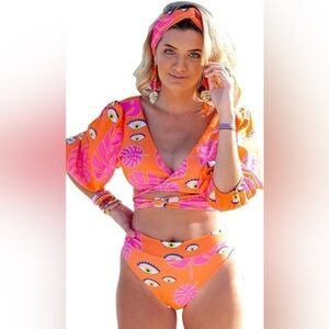 🩷👁️NWOT-SUPER CUTE & FUN ORANGE AND PINK BIKINI SZ M🩷👁️